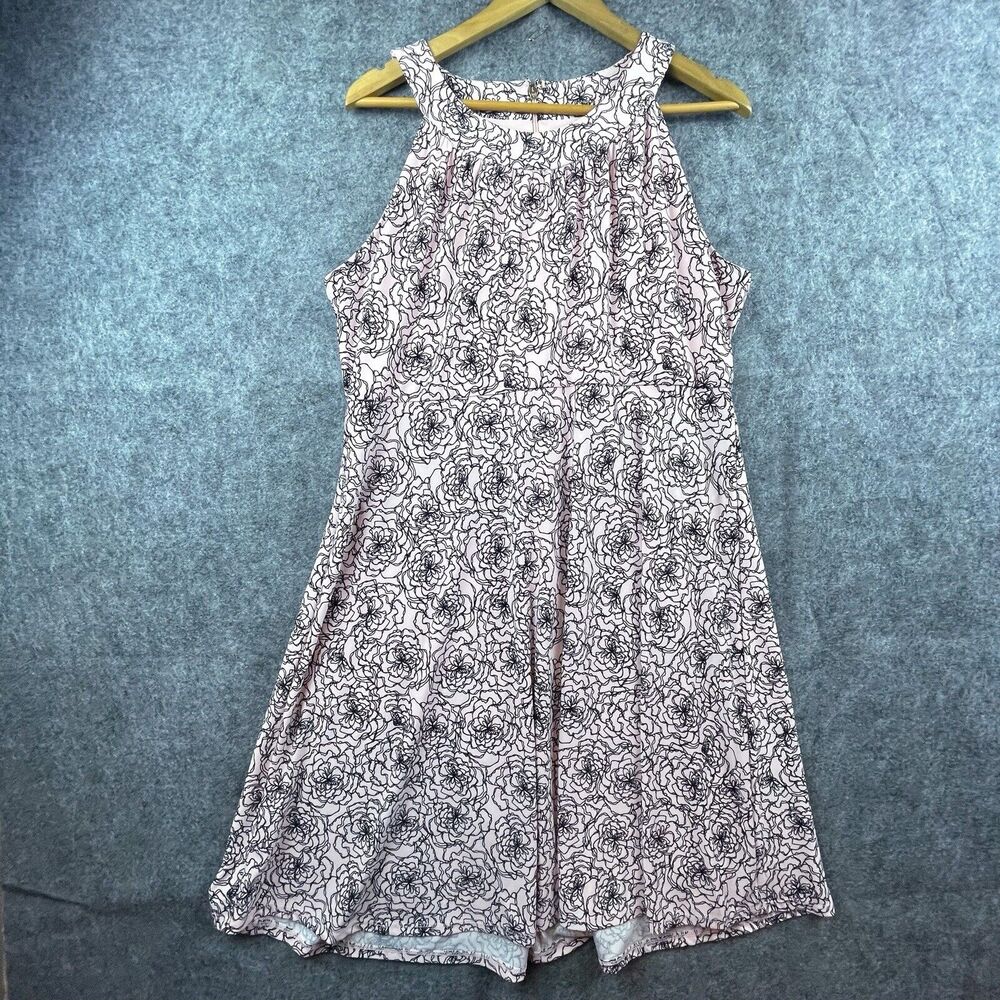 Tommy Hilfiger Dress Womens 14 Pink Abstract Flowers Flowy Loose Stretch Boho
